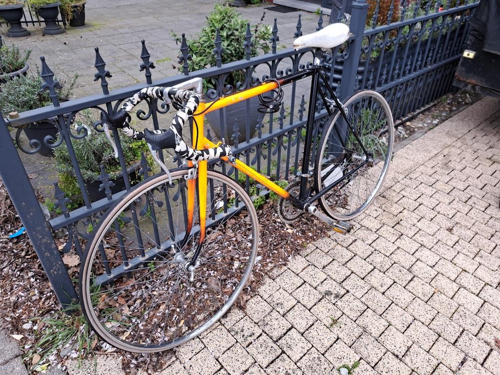 Unieke racefiets - Zwart/Oranje met camouflage stuurlint, Fietsen en Brommers, Fietsen | Racefietsen, 28 inch, Gebruikt, Heren