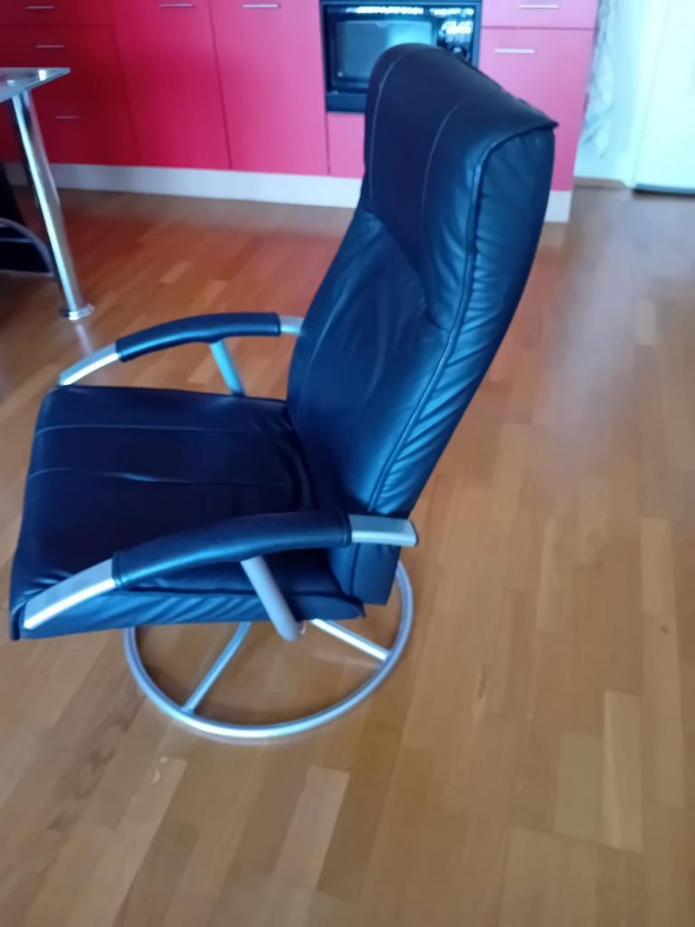 Leren relax fauteuil, Huis en Inrichting, Fauteuils, Ophalen, Gebruikt, Minder dan 75 cm, Leer