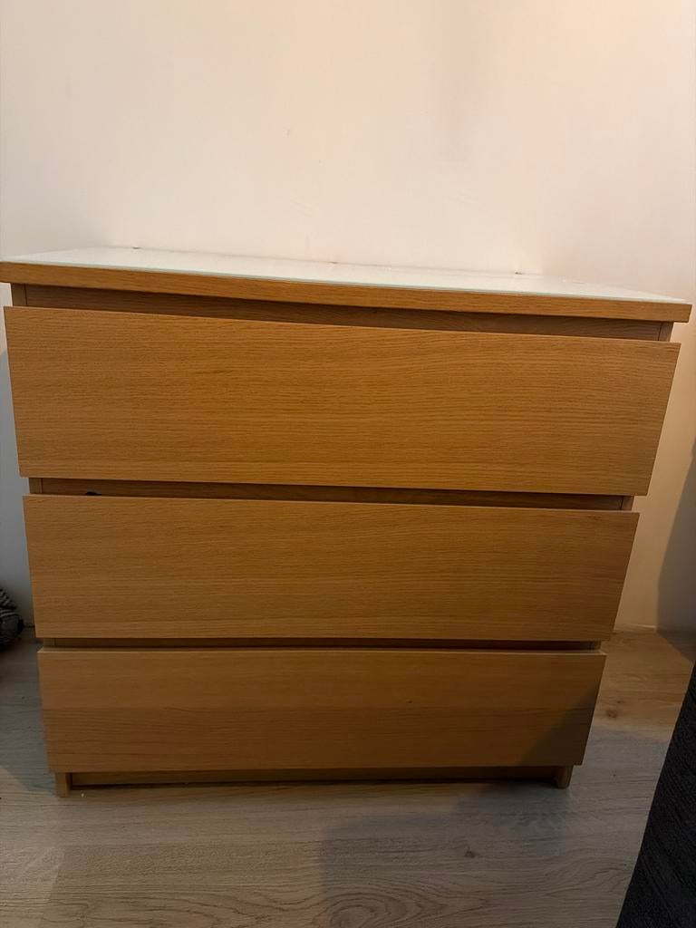 IKEA Malm ladekast met glasplaat, Ophalen, Gebruikt, 50 tot 100 cm, 3 of 4 laden