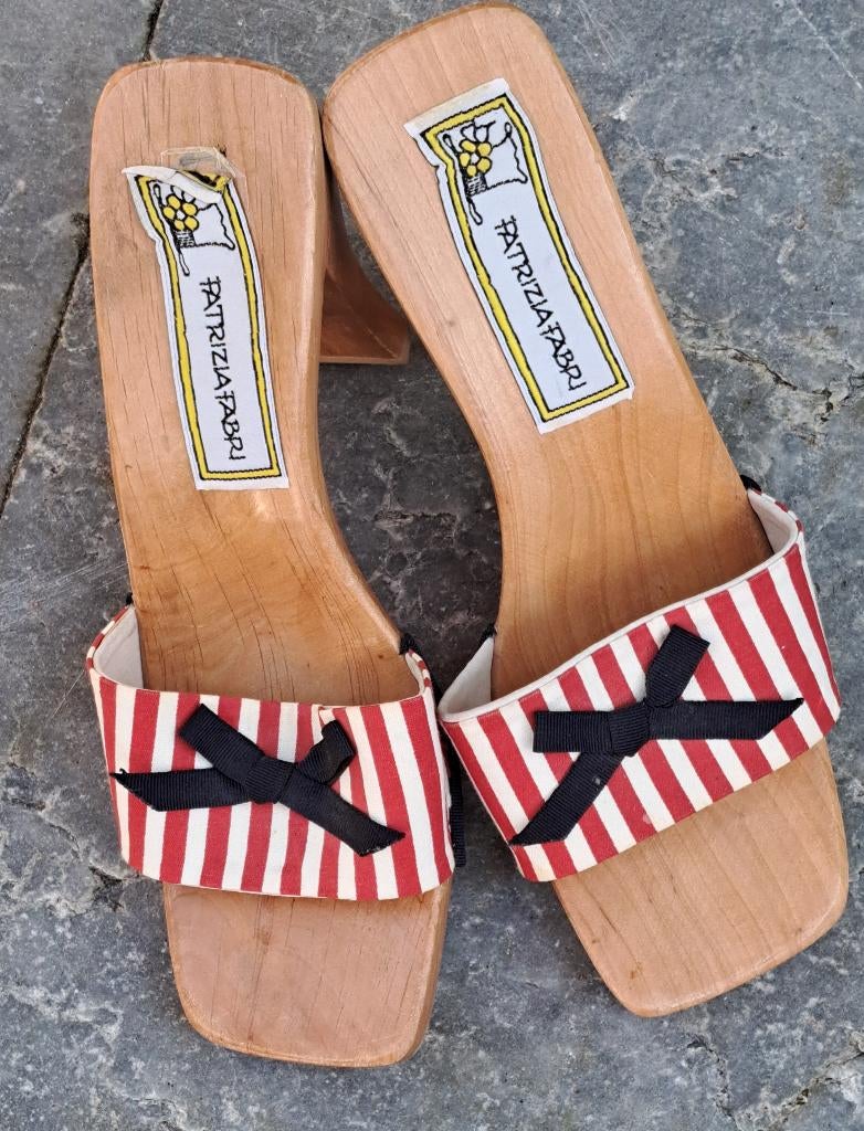 Italiaanse hoge dames klomp, Patrizia Fabri, Gedragen, Rood, Sandalen of Muiltjes