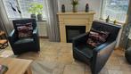 2 Leolux Leren Fauteuils - Donkerblauw, Huis en Inrichting, Fauteuils, Ophalen, Gebruikt, Leer, 75 tot 100 cm