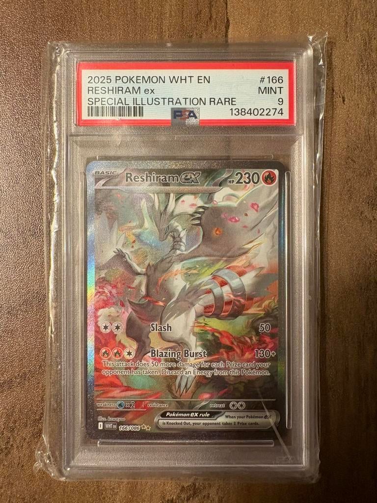 Reshiram White Flare PSA9, Hobby en Vrije tijd, Verzamelkaartspellen | Pokémon, Ophalen of Verzenden, Zo goed als nieuw, Losse kaart