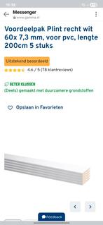 Voordeelpak Plint recht wit 60x 7,3 mm, voor pvc, 13 stuks, Ophalen, Nieuw, Mdf, 200 tot 250 cm