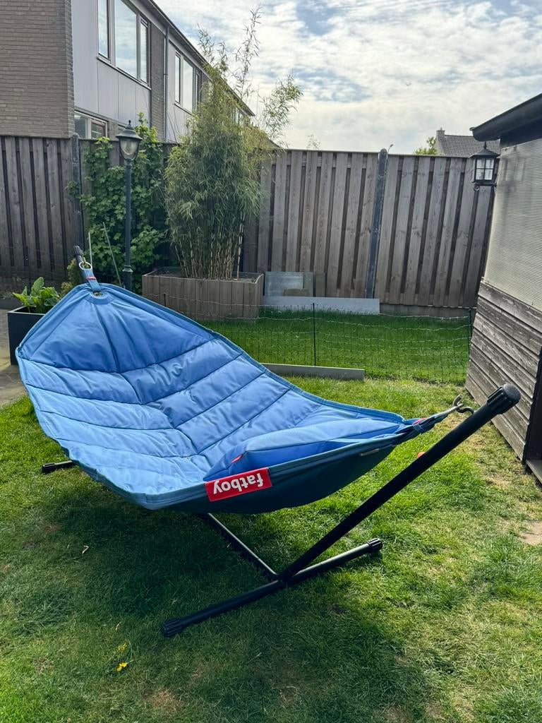 Fatboy hangmat Headdemock jeans light blue, Tuin en Terras, Hangmatten, Ophalen, Inklapbaar, Meerpersoons, Zo goed als nieuw