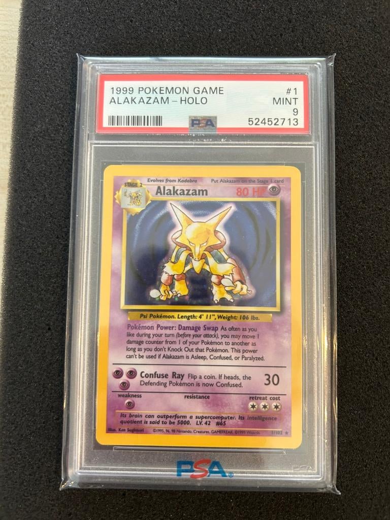 1/102 base alakazam psa 9, Hobby en Vrije tijd, Verzamelkaartspellen | Pokémon, Ophalen of Verzenden, Zo goed als nieuw, Foil