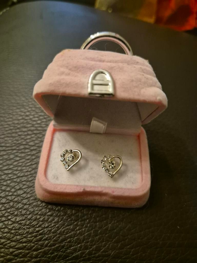 Zilverkleurige hartjes met strass (nieuw), Sieraden, Tassen en Uiterlijk, Kindersieraden, Ophalen of Verzenden, Nieuw, Zilver