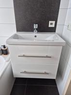 Hoogglans wit badkamerkastje met wasbak en kraan, Huis en Inrichting, Badkamer | Badkamermeubels, Ophalen, Gebruikt, 50 tot 100 cm