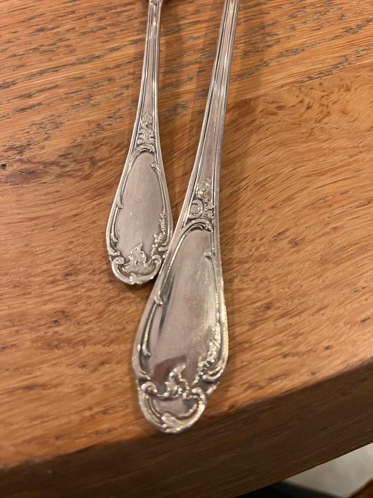 Wilkens 90 rococo verzilverde lepel en vleesvork nieiw, Antiek en Kunst, Antiek | Bestek, Ophalen of Verzenden