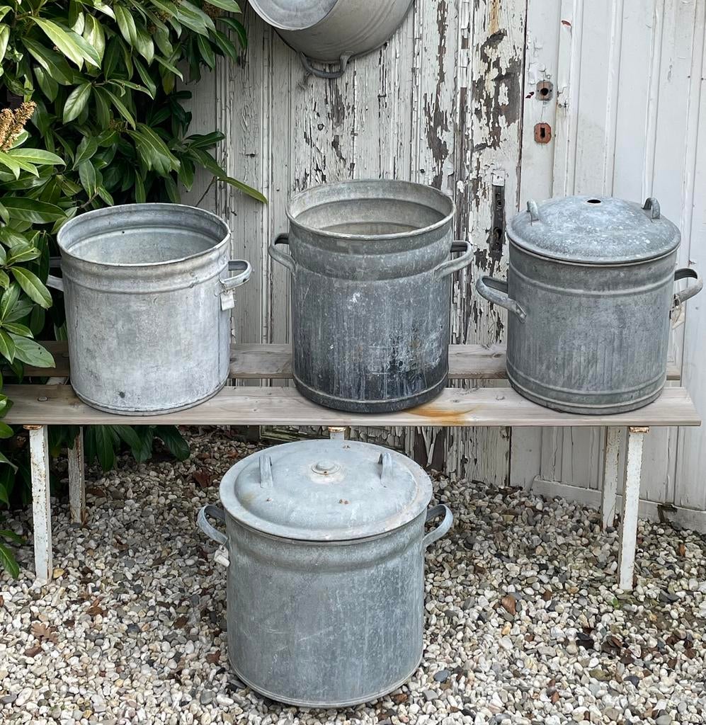 Brocante oude zinken tonnen / ton zink, Ophalen of Verzenden