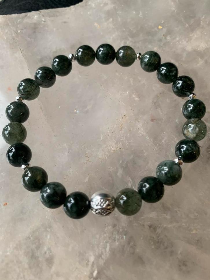 Rutielkwarts groen geluk vreugde beschermt sjamaan healing, Sieraden, Tassen en Uiterlijk, Armbanden, Nieuw, Elastiek, Groen, Met bedels of kralen