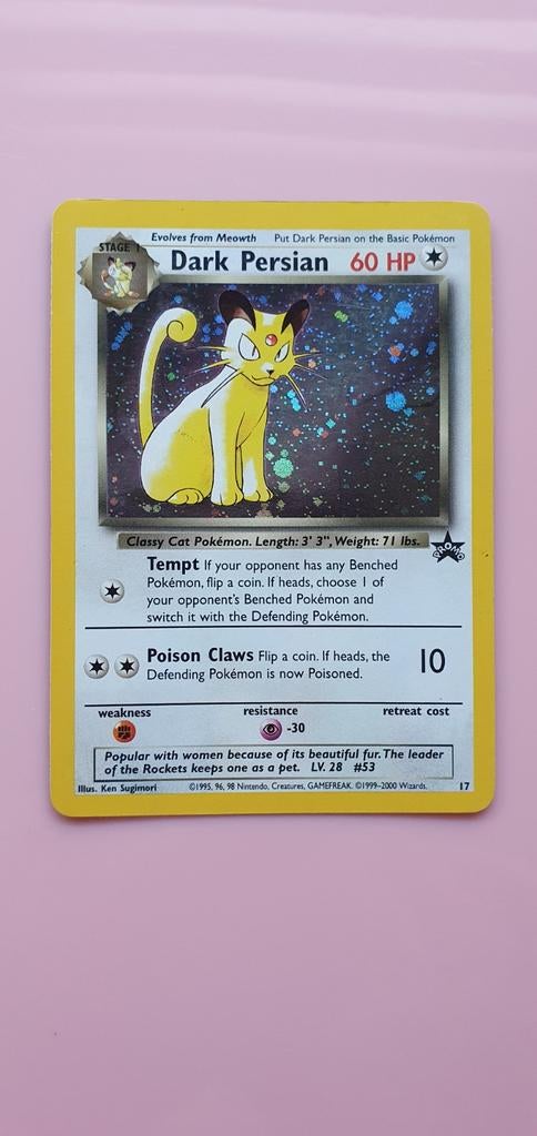 Dark Persian 17 promo holo pokemon kaart, Ophalen of Verzenden, Zo goed als nieuw