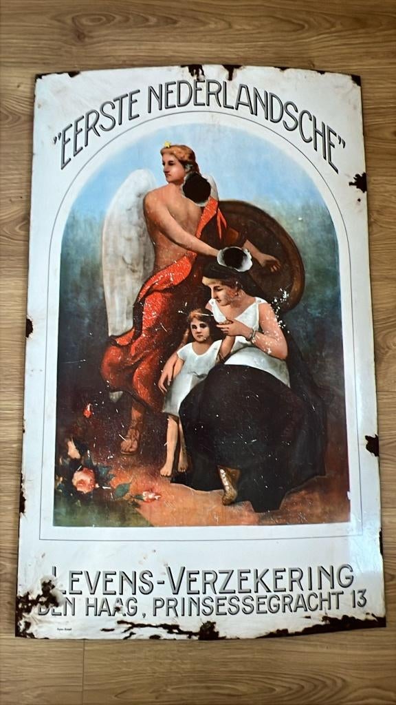 mooi antiek emaille reclame bord, Ophalen of Verzenden