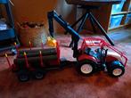 Bruder traktor met aanhangwagen en boomstammen, Ophalen, Zo goed als nieuw