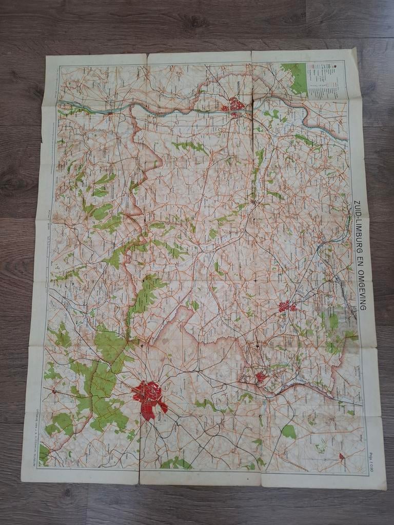 Zuid-Limburg Sleeswijk kaart, Gelezen, Ophalen of Verzenden, Landkaart, 1800 tot 2000