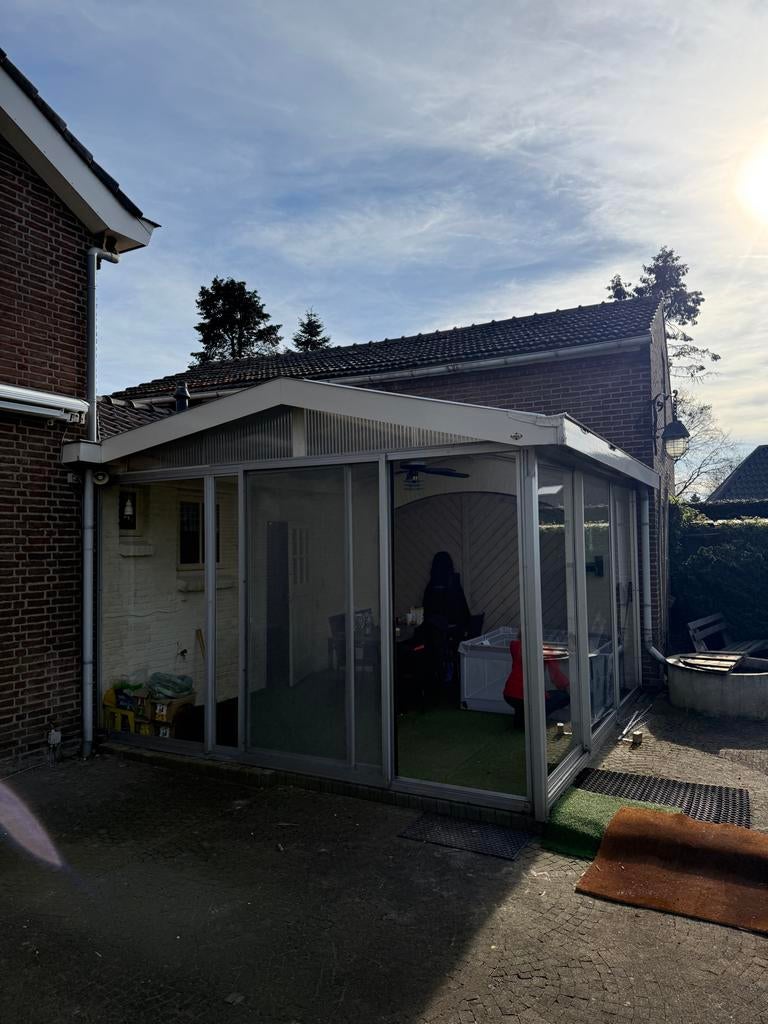 Serre /terras overkapping met glazen schuifdeuren en hor, Tuin en Terras, Overkappingen, Ophalen, Gebruikt, Serre