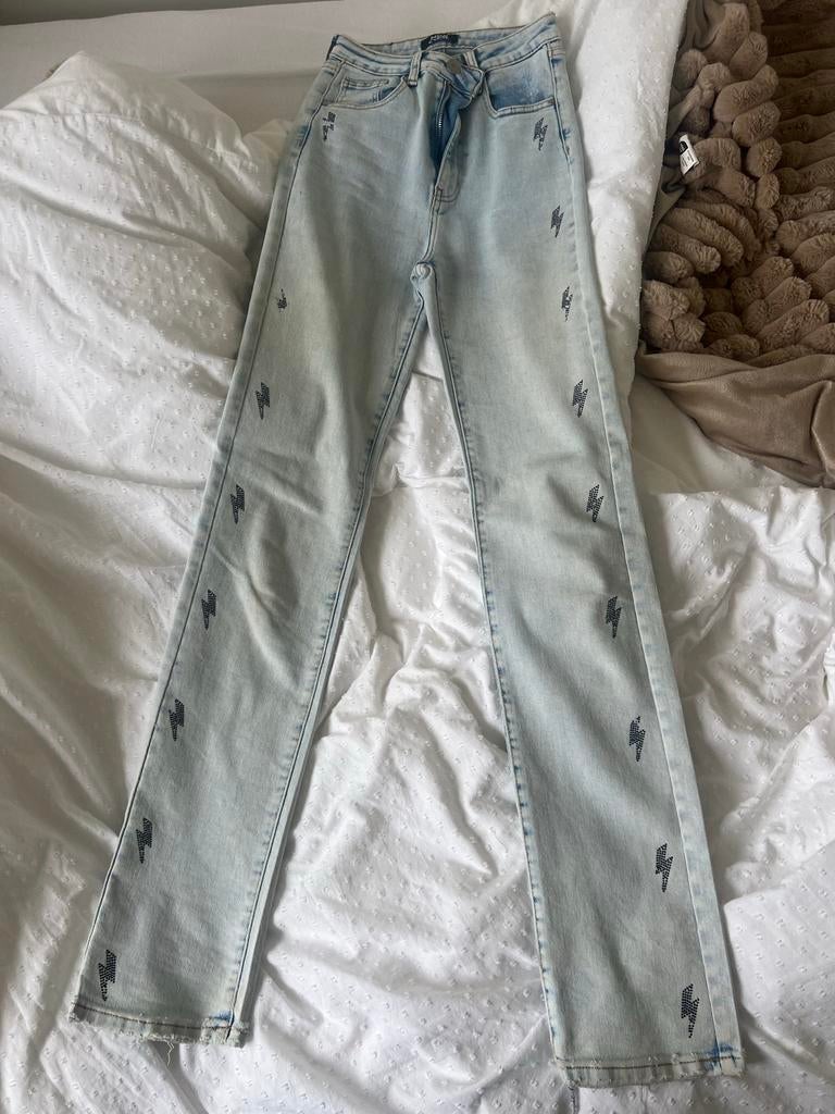 Broek NEW CVLTR met bliksemprint, Blauw, Ophalen of Verzenden, Maat 34 (XS) of kleiner, Lang
