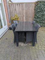 tuinset met granieten tafelblad en 4 stoelen, Ophalen, 4 zitplaatsen, Gebruikt, Eettafel