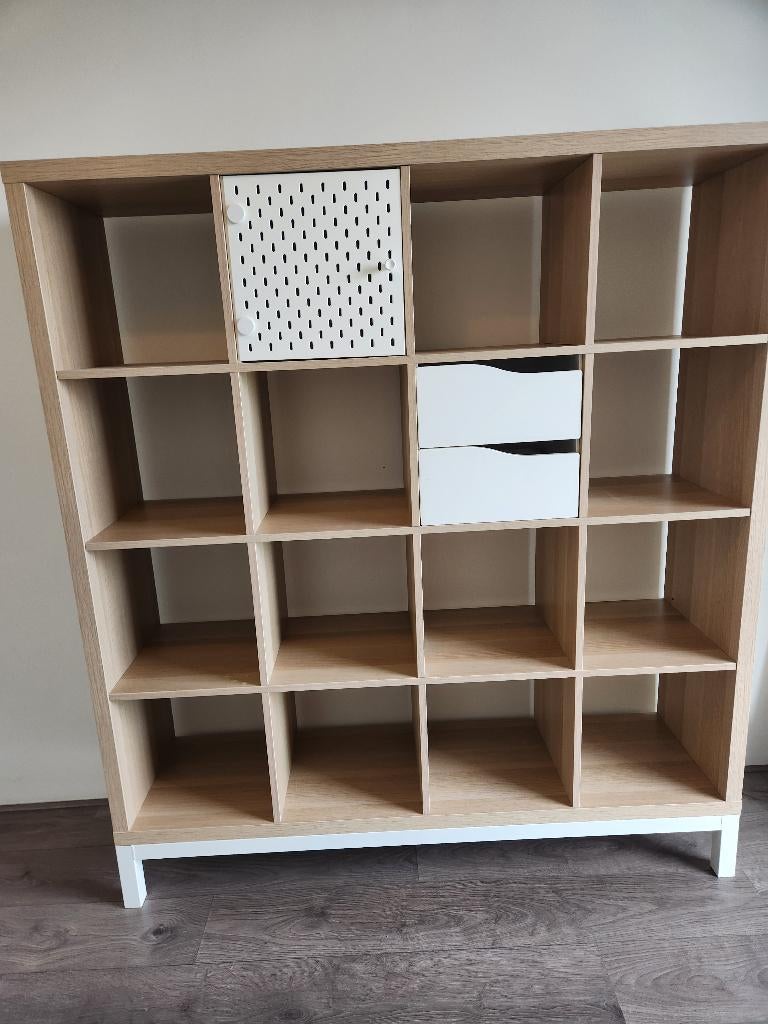Ikea Kallax boekenkast eiken wit, Ophalen, Gebruikt, 100 tot 150 cm, Minder dan 100 cm