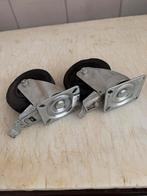 Bokwielen zwaar, 2 met zwenkwielen en rem, Ophalen, Zo goed als nieuw