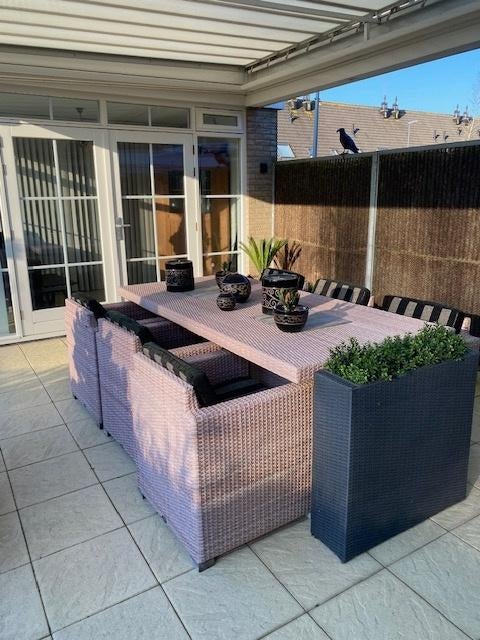 allweather tuintafel met 6 stoelen, Tuin en Terras, Ophalen, Gebruikt, Rechthoekig, Kunststof