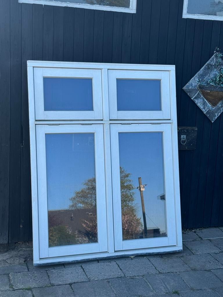 Hardhouten kozijn met dubbelglas, Doe-het-zelf en Verbouw, Kozijnen en Schuifpuien, Ophalen, Gebruikt