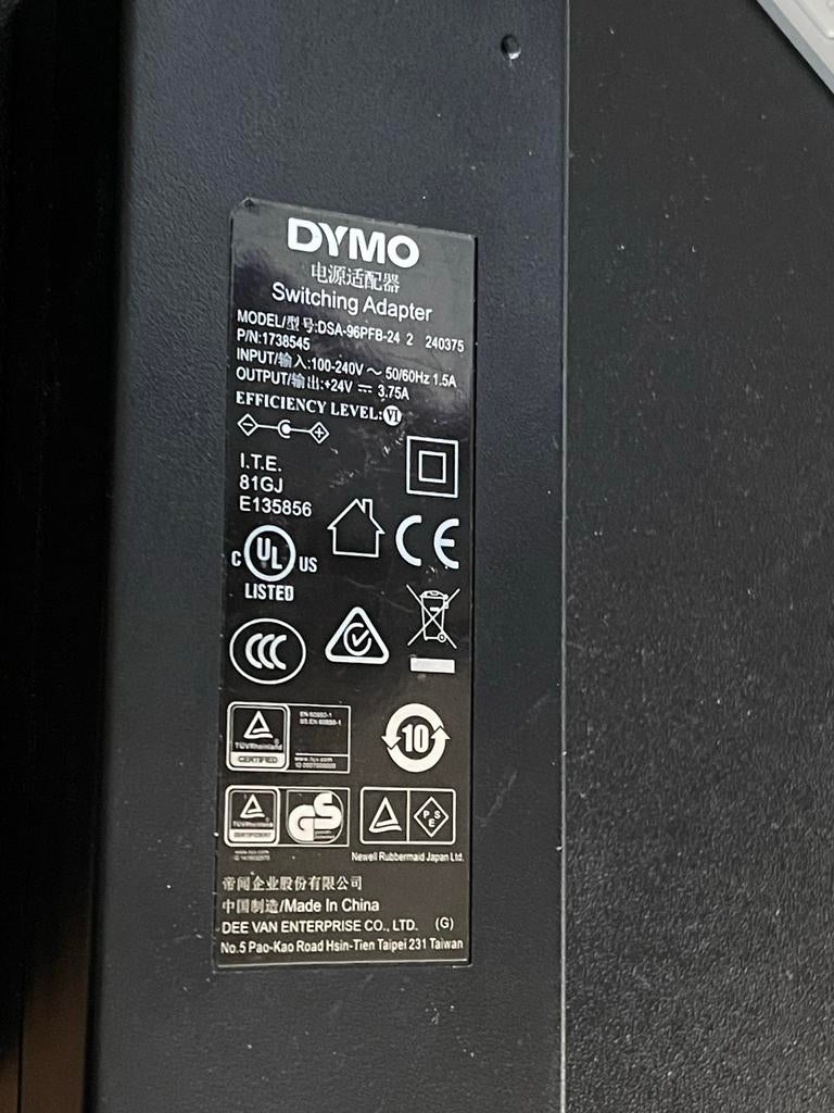 DYMO origineel Adapter voor 4XL, 5XL, 450, 550, Ophalen of Verzenden, Gebruikt