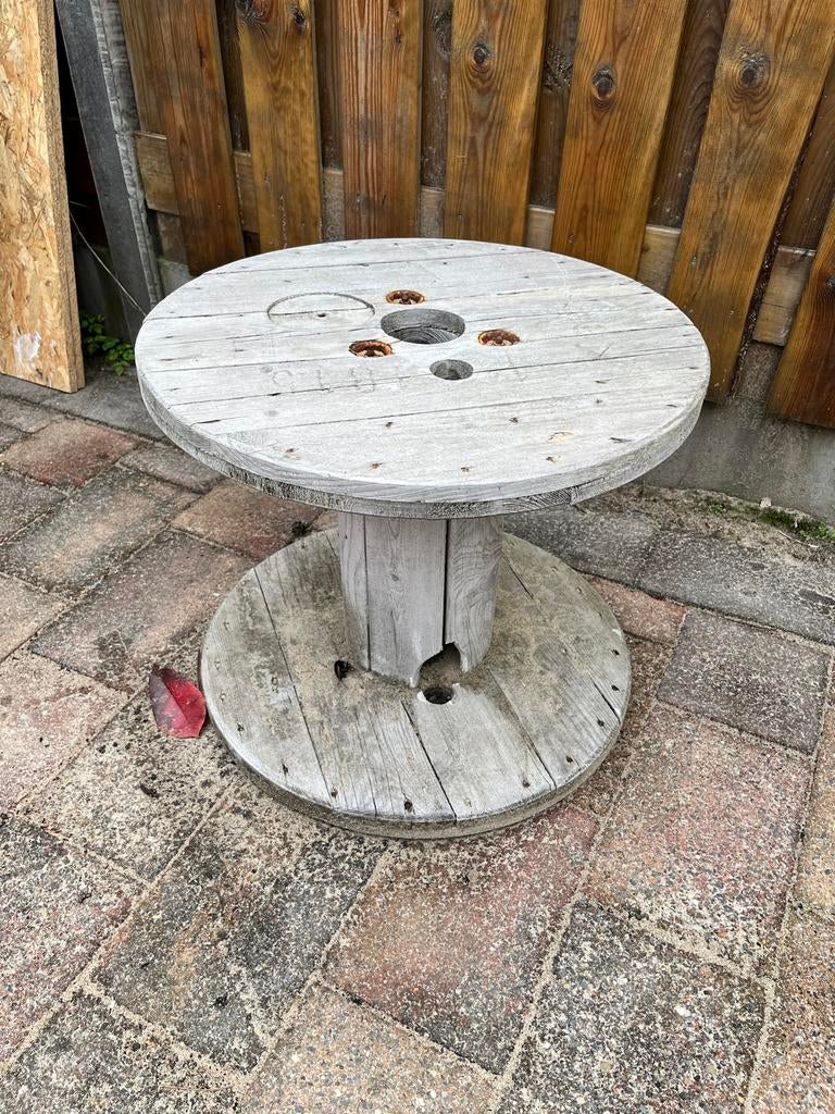 Houten kabelhaspel 55cm - Decoratieve tafel/bijzettafel, Huis en Inrichting, Ophalen, Gebruikt, 50 tot 100 cm, Rond