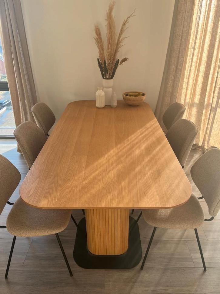 Eikenhouten eettafel, Huis en Inrichting, Tafels | Eettafels, Gebruikt, 50 tot 100 cm, 200 cm of meer, Vijf personen of meer, Rechthoekig