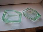 Art deco Uranium glas set voor op toilettafel, Ophalen of Verzenden