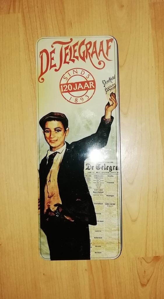 Blik van 120 jaar Telegraaf, Verzamelen, Ophalen of Verzenden, Gebruikt, Overige, Overige merken