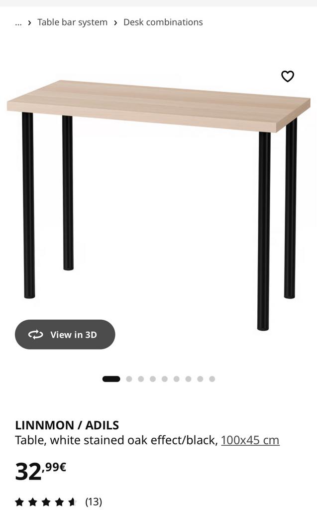IKEA LINNMON / ADILS tafel, Ophalen, 100 tot 150 cm, Tot twee personen, 50 tot 100 cm