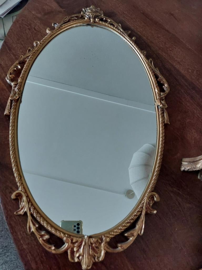Spiegel Ovaal met planchet, Antiek en Kunst, Ophalen, Ovaal, Minder dan 50 cm, Minder dan 100 cm