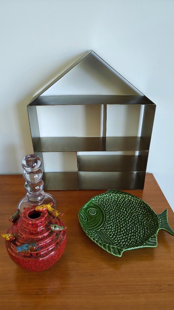 4 items, vogelvaasje, visbord, kandelaar en huisje, Ophalen of Verzenden, Zo goed als nieuw