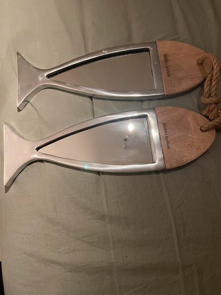 Riviera Maison vis spiegels - set van 2, Huis en Inrichting, Woonaccessoires | Spiegels, Gebruikt, Minder dan 50 cm, Minder dan 100 cm