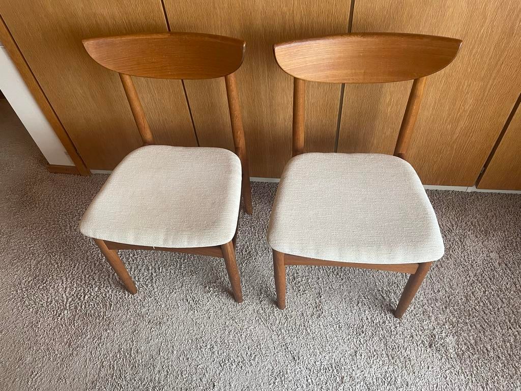 Set van 2 vintage Dyrlund eetkamerstoelen, jaren '60, Huis en Inrichting, Ophalen of Verzenden
