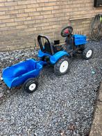 Blauwe speelgoed tractor met aanhanger, Ophalen, Gebruikt, Trapvoertuig