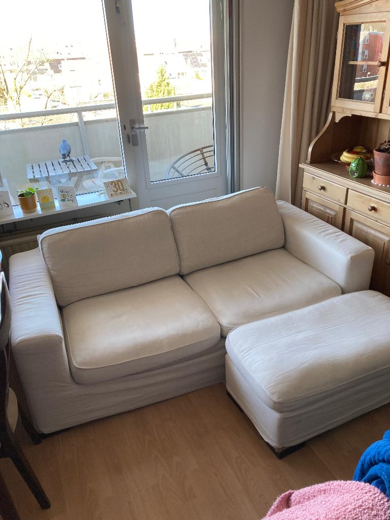 Bank met hocker, Huis en Inrichting, Banken | Bankstellen, Ophalen, Gebruikt, 150 tot 200 cm, Tweepersoons