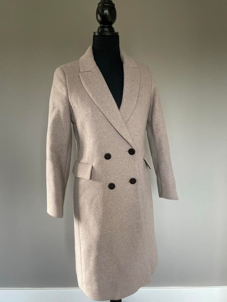 Mantel, tussenjas, mango, maat XS, Kleding | Dames, Ophalen of Verzenden, Zo goed als nieuw, Maat 34 (XS) of kleiner, Beige