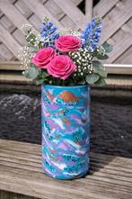 Unieke handgemaakte epoxy glazen vaas met glitters, Overige kleuren, Nieuw, Ophalen of Verzenden, Glas