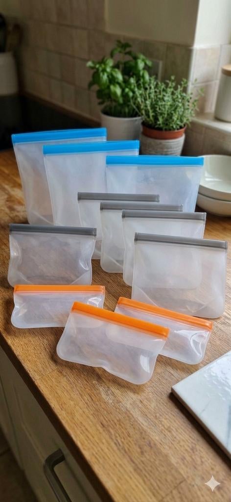 Nieuw! Set herbruikbare vershoudzakjes (10-delig), Huis en Inrichting, Keuken | Tupperware, Ophalen of Verzenden, Nieuw, Blauw