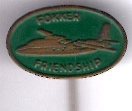 Fokker Friendship groen op koper vliegtuig speldje ( J_102 ), Verzenden, Nieuw, Transport, Speldje of Pin