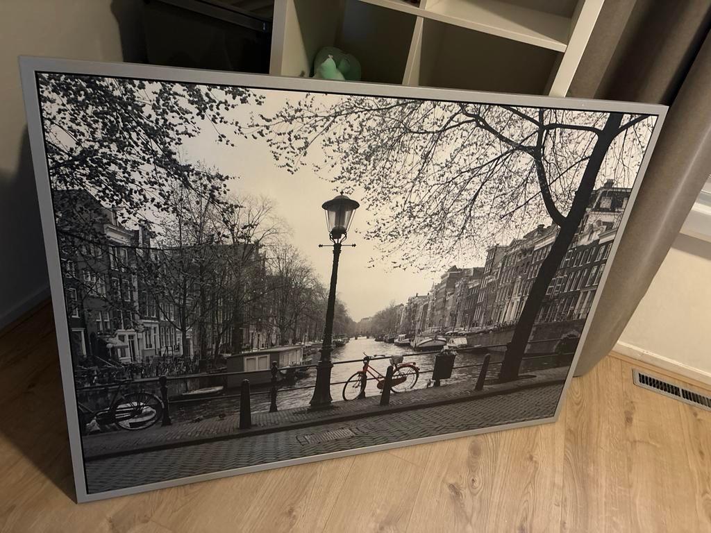 Volshult Foto schilderij Amsterdam 140x100cm, Ophalen, 125 cm of meer, Zo goed als nieuw, Foto of Poster