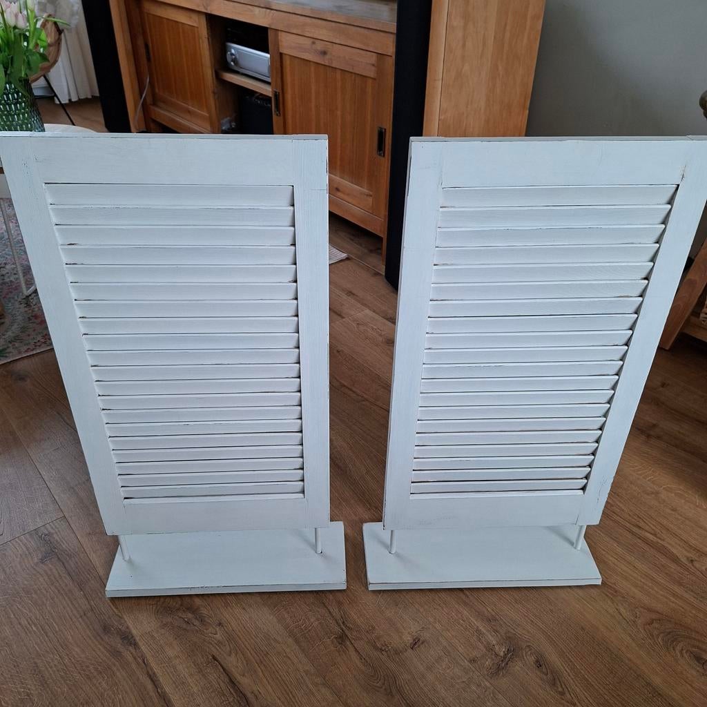 Decoratieve luiken, wit, set van 2 louvre wit, Ophalen, Hout, Gebruikt, Landelijk