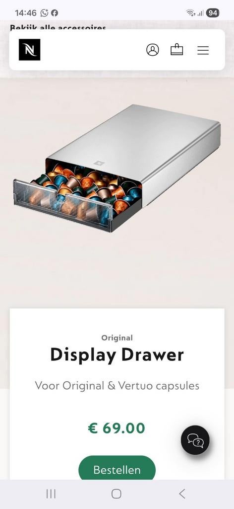 Nespresso capsulehouder / display lade - zgan, Ophalen, Overige typen, Zilver, Zo goed als nieuw