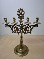 Messing kandelaar met adelaar en leeuwen, Ophalen, Koper of Brons