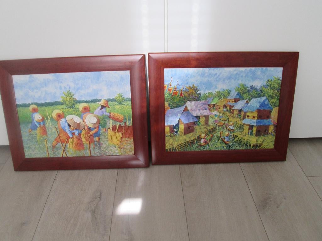 2 schilderijen van de kunstschilder T. Rittidatch, Ophalen of Verzenden