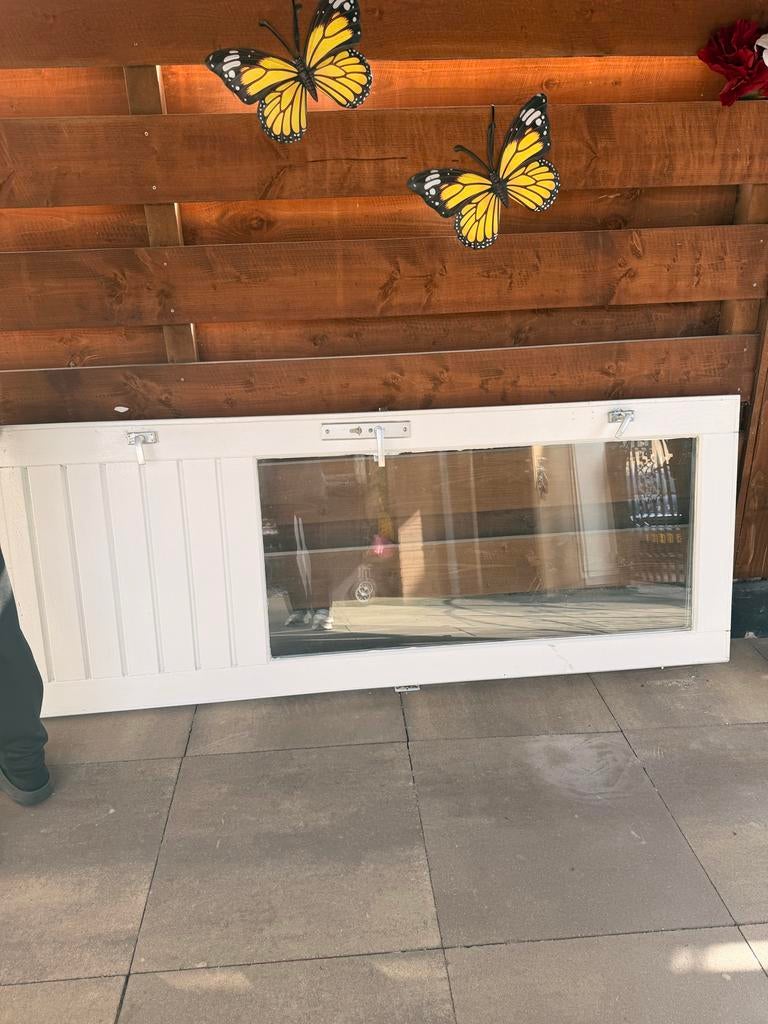 Meranti hardhout dubbelglas deur achterdeur buitendeur, Gebruikt, 80 tot 100 cm, Ophalen of Verzenden, Buitendeur