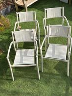 4 Karwei tuinstoelen Enzo beige met nieuwe kussens, Ophalen, Zo goed als nieuw, Metaal