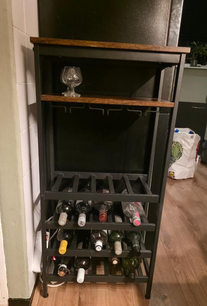 Wijnrek, Ophalen, 5 tot 15 flessen, Zo goed als nieuw, Metaal