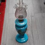 Staande olielamp opaline glas blauw, Antiek en Kunst, Ophalen